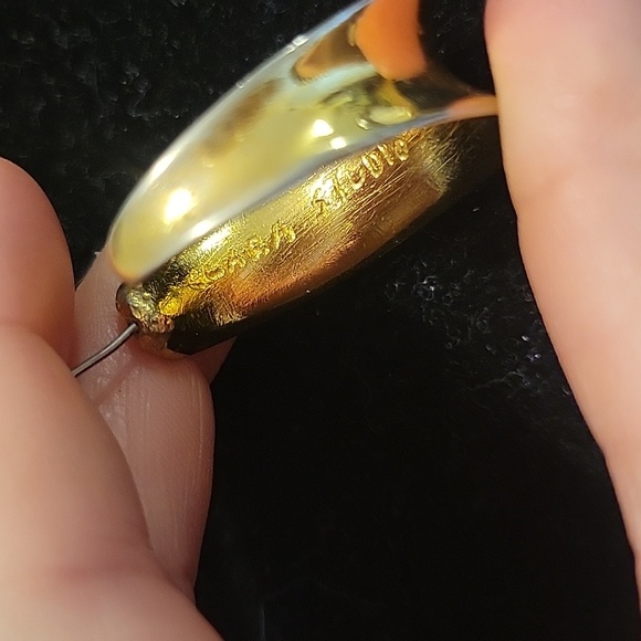 Vtg Signed Clara Studio Inc. Cluster Gold Plated Hoop Loop Half  Moon Earrings - Picture 6 of 6